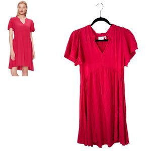 ICHI Marrakech Short Dress Pink Flutter Sleeve Flowy Size XS